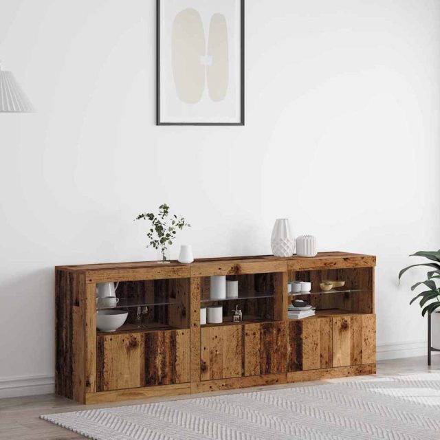 vidaXL LED-Sideboard Altholz 181 x 37 x 67 cm Holzwerkstoff