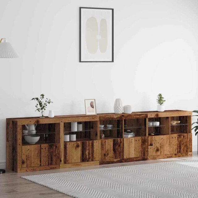 vidaXL LED-Sideboard Altholz 283 x 37 x 67 cm Holzwerkstoff