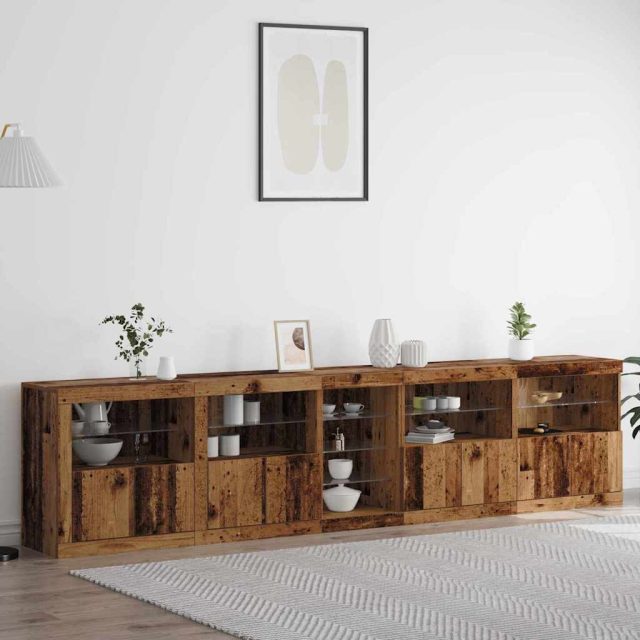 vidaXL LED-Sideboard Altholz 283 x 37 x 67 cm Holzwerkstoff