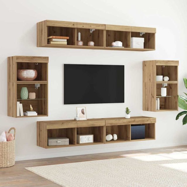 vidaXL TV-Schrankset 8 pcs Artisan-Eiche Holzwerkstoff