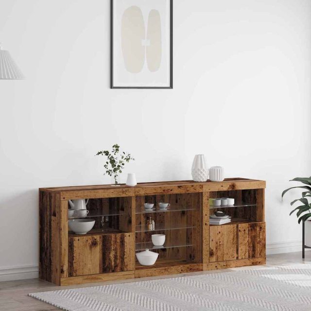 vidaXL LED-Sideboard Altholz 181,5 x 37 x 67 cm Holzwerkstoff