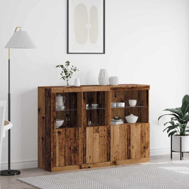 vidaXL LED-Sideboard Altholz 142,5 x 37 x 100 cm Holzwerkstoff