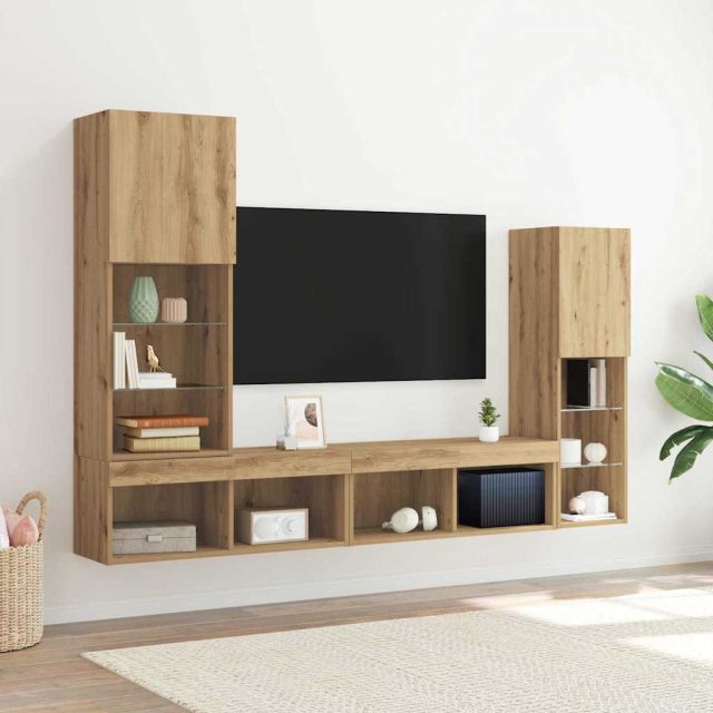 vidaXL TV-Schränk 4 pcs Artisan-Eiche Holzwerkstoff
