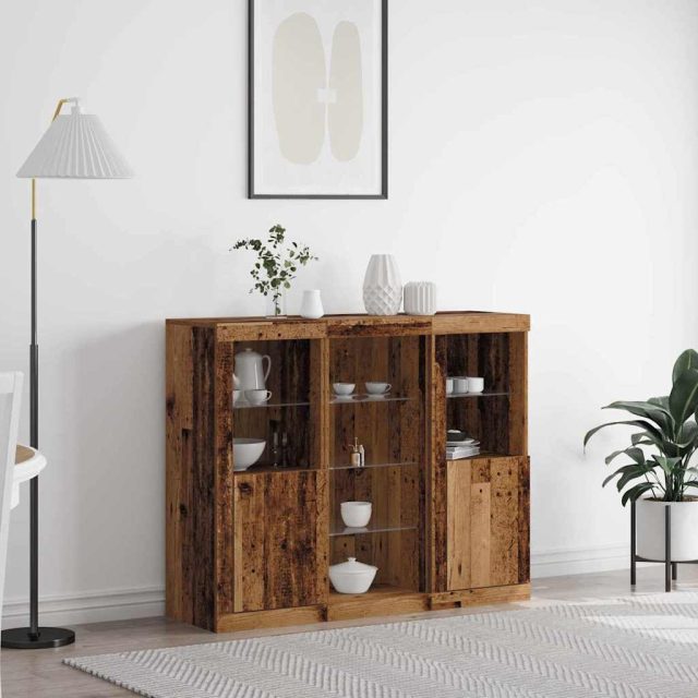 vidaXL LED-Sideboard Altholz 123 x 37 x 100 cm Holzwerkstoff