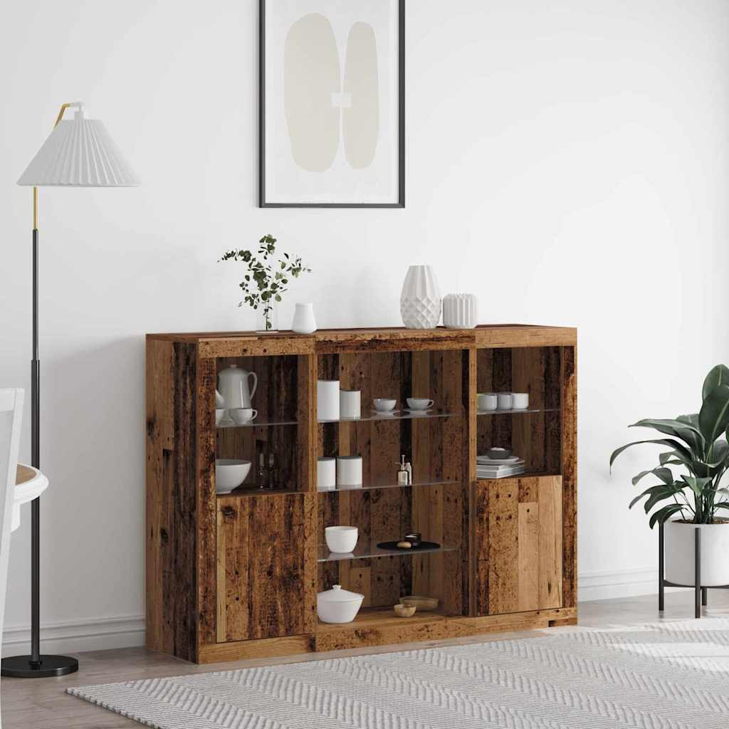 vidaXL LED-Sideboard Altholz 142,5 x 37 x 100 cm Holzwerkstoff