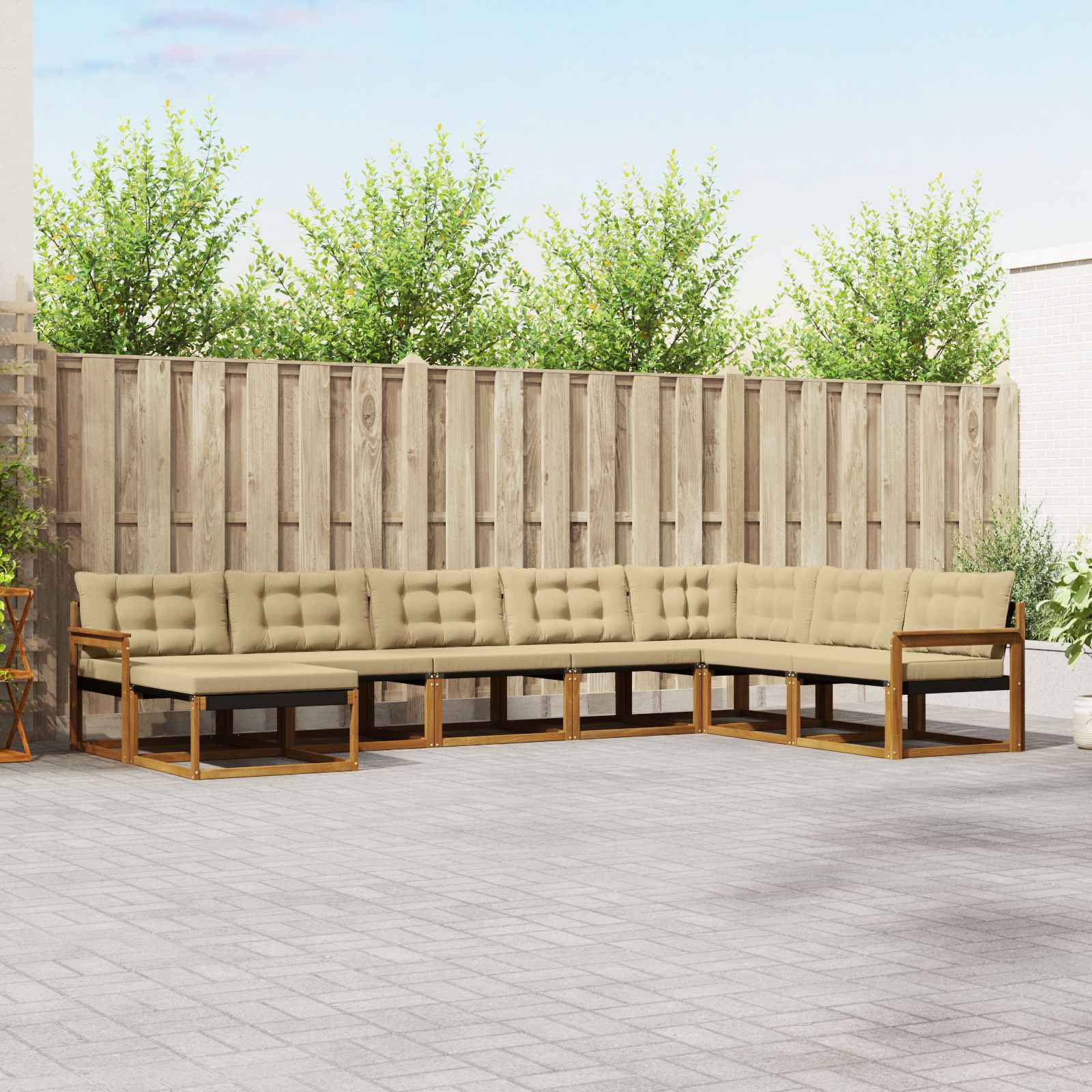 vidaXL Outdoor-Sofagarnitur mit Kissen 8 pcs Natur und Beige