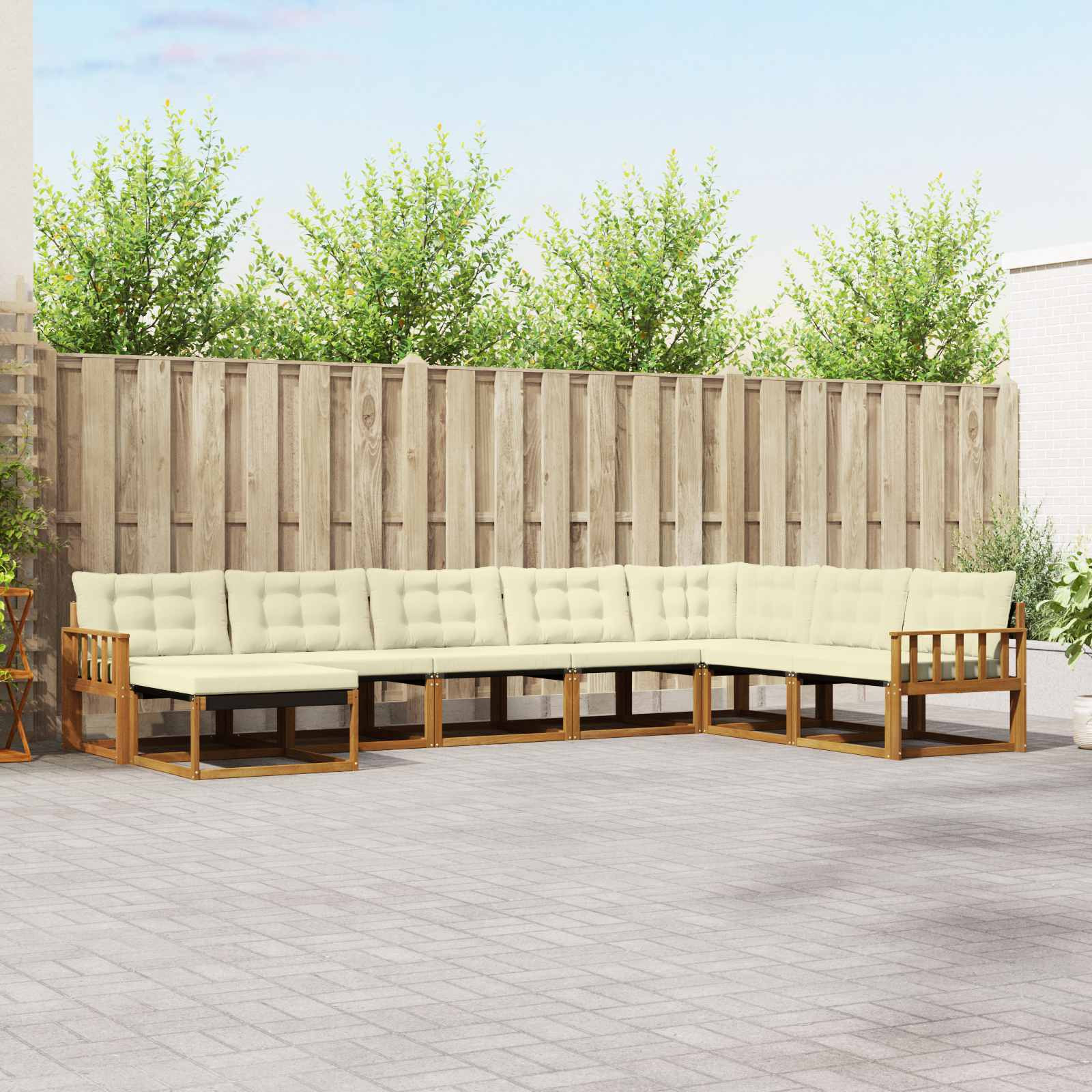 vidaXL Outdoor-Sofagarnitur mit Kissen 8 pcs Natur und Creme