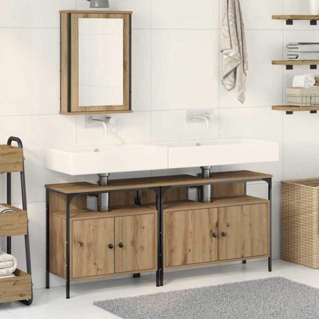 vidaXL Badezimmer Waschbeckenmöbel 3 Stk. Braun 80 x 30 x 60 cm