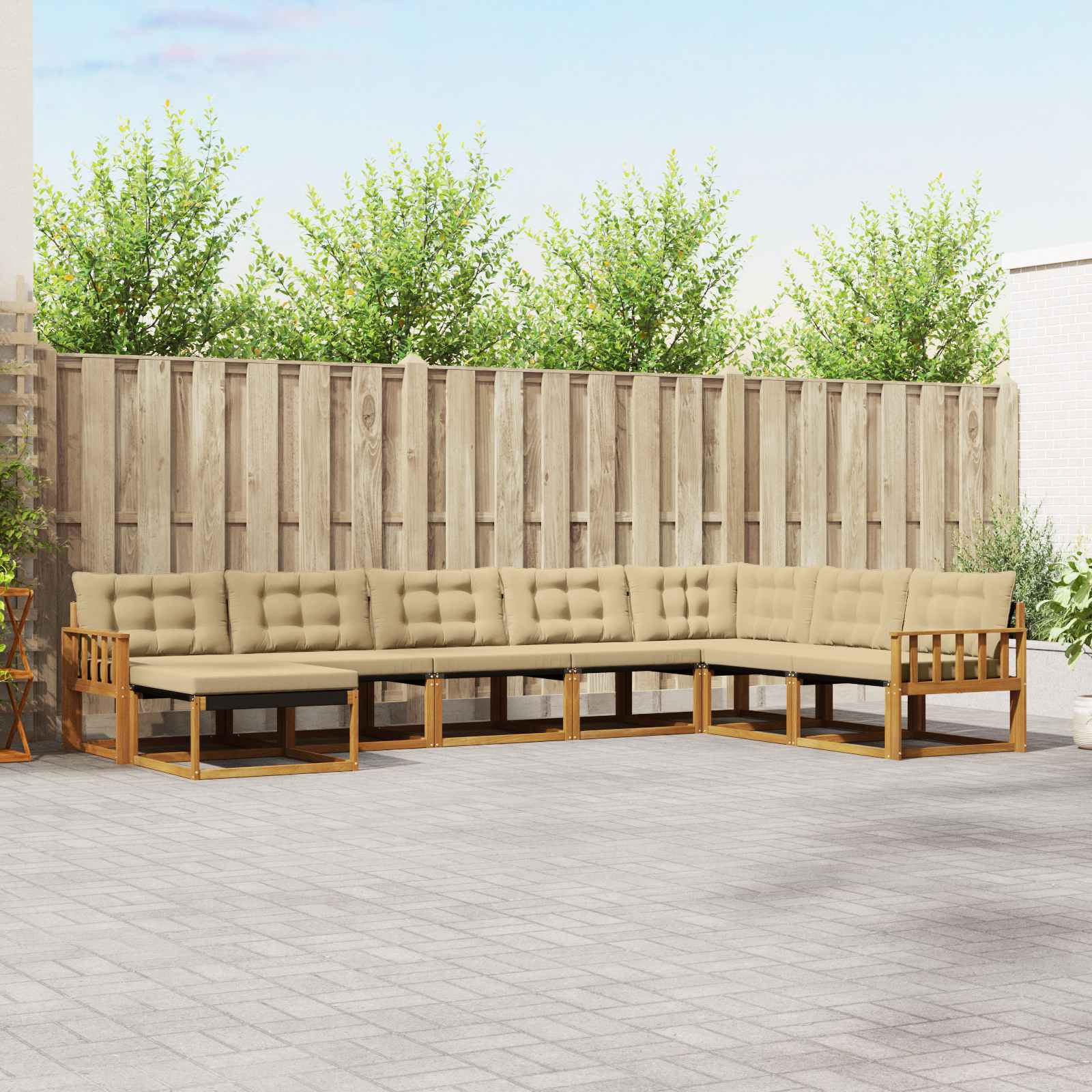 vidaXL Outdoor-Sofagarnitur mit Kissen 8 pcs Natur und Beige