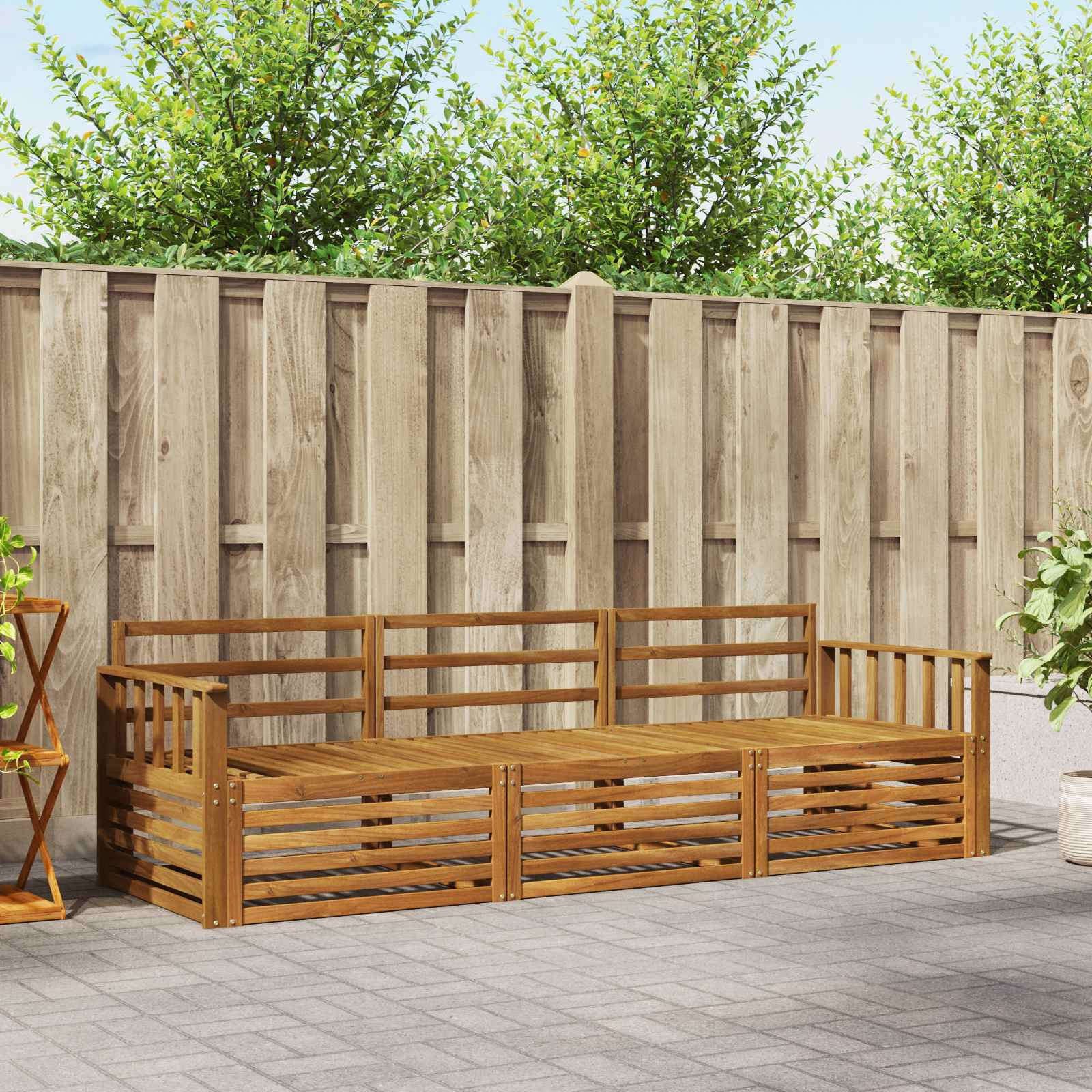 vidaXL Outdoor-Sofagarnitur 3 pcs Natur Massivholz Akazie