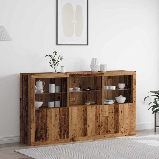 vidaXL LED-Sideboard Altholz 181,5 x 37 x 100 cm Holzwerkstoff