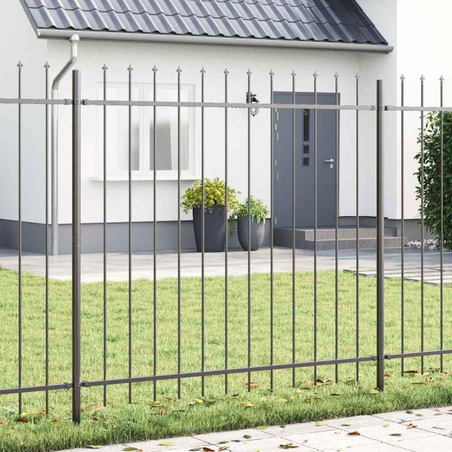 vidaXL Gartenzaun 5 pcs Grau 8,5 x 1,5 m Pulverbeschichteter Stahl