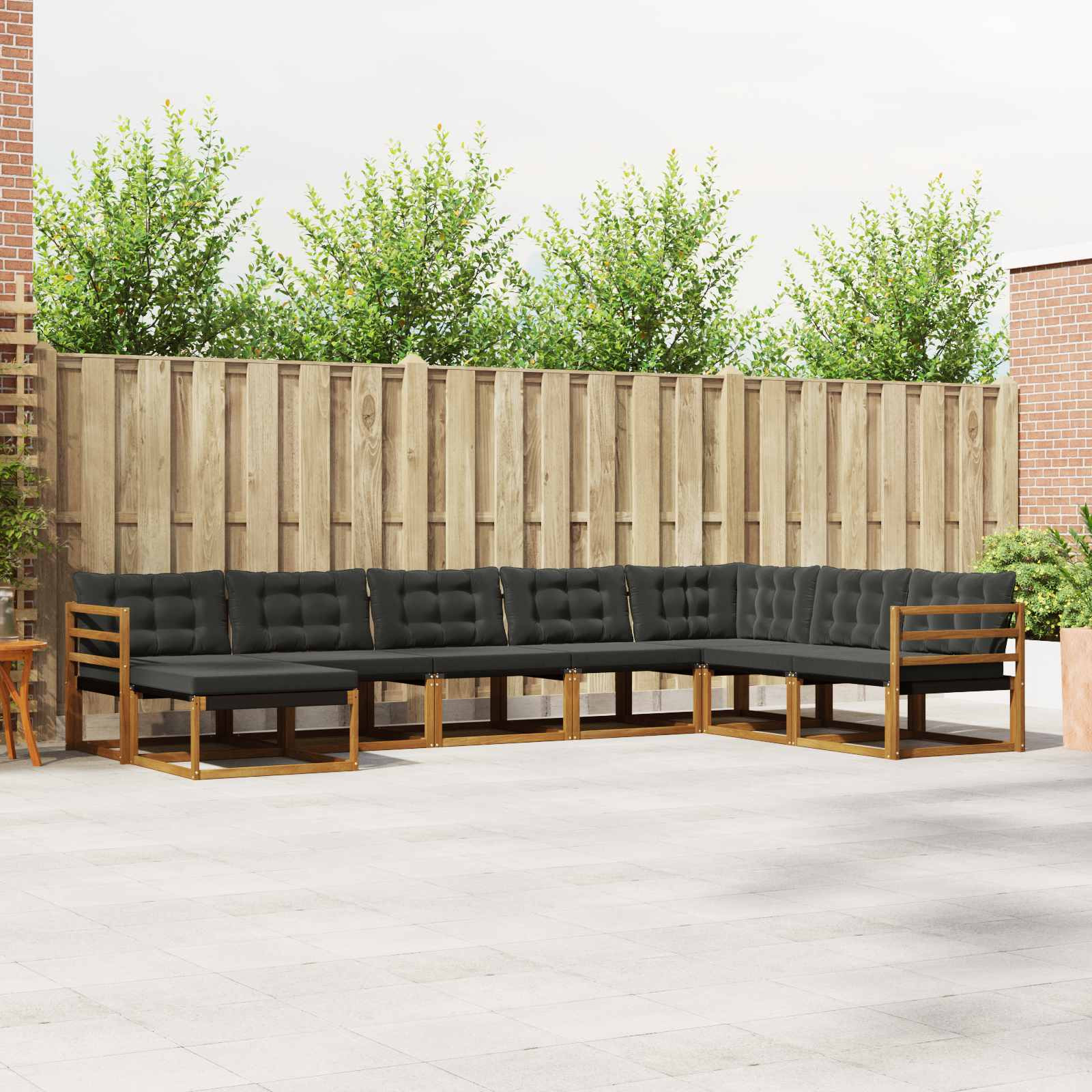 vidaXL Outdoor-Sofagarnitur mit Kissen 8 pcs Natürlich und Schwarz