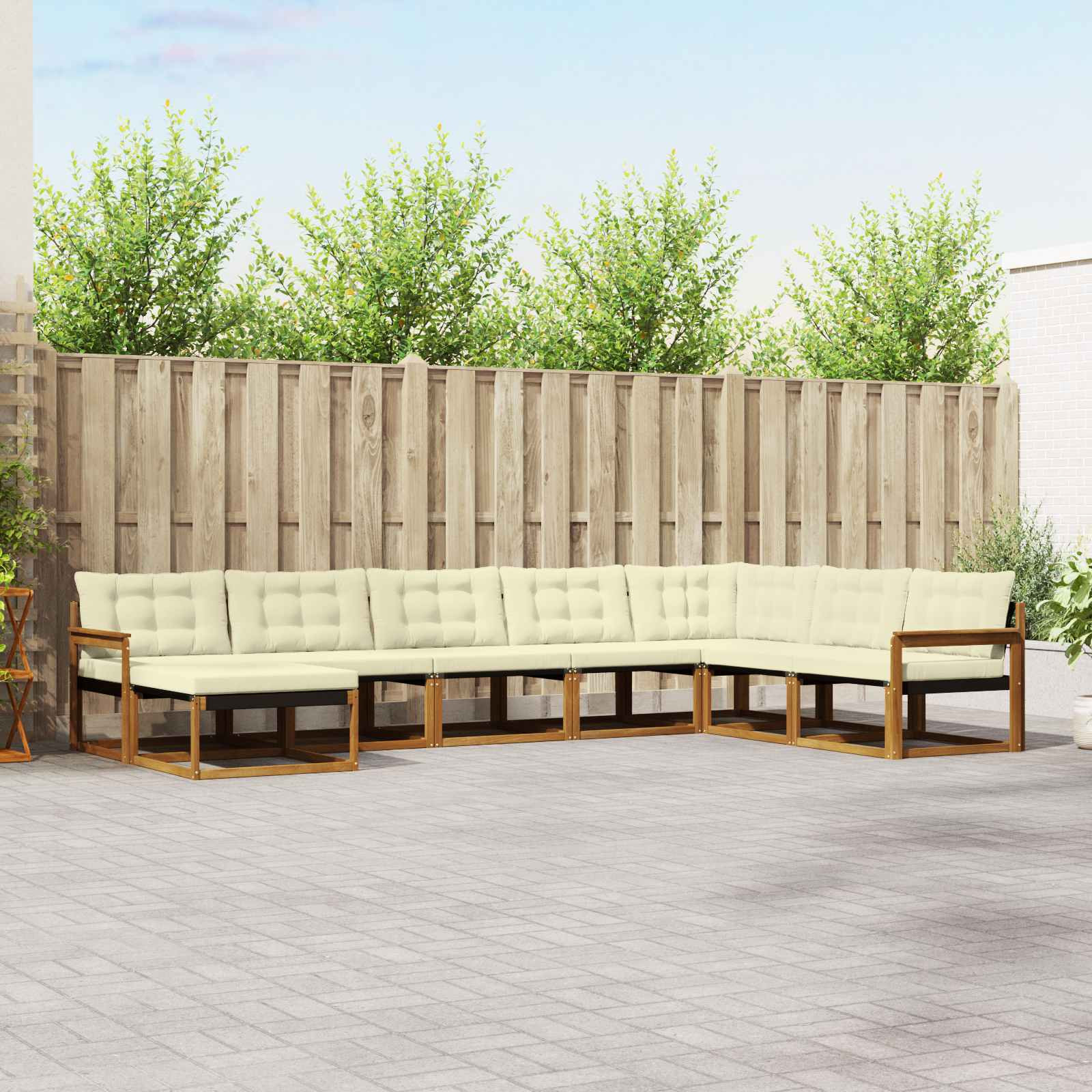 vidaXL Outdoor-Sofagarnitur mit Kissen 8 pcs Natur und Creme