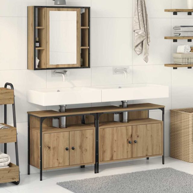vidaXL Badezimmer Waschbeckenmöbel 3 Stk. Braun 80 x 30 x 60 cm