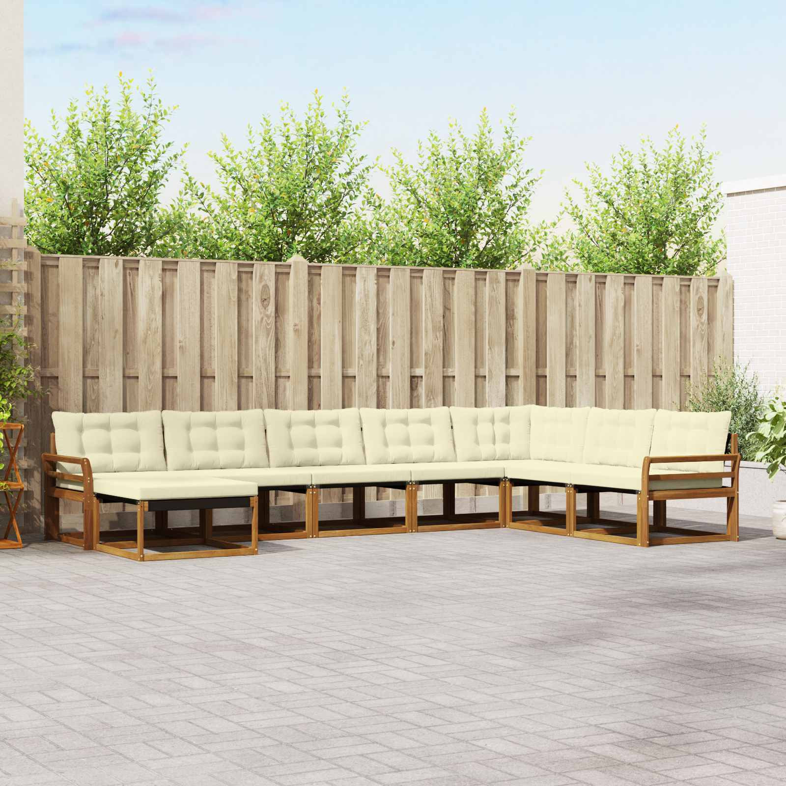 vidaXL Outdoor-Sofagarnitur mit Kissen 8 pcs Natur und Creme