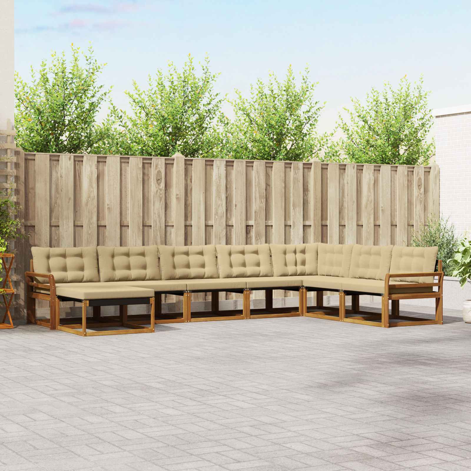 vidaXL Outdoor-Sofagarnitur mit Kissen 8 pcs Natur und Beige