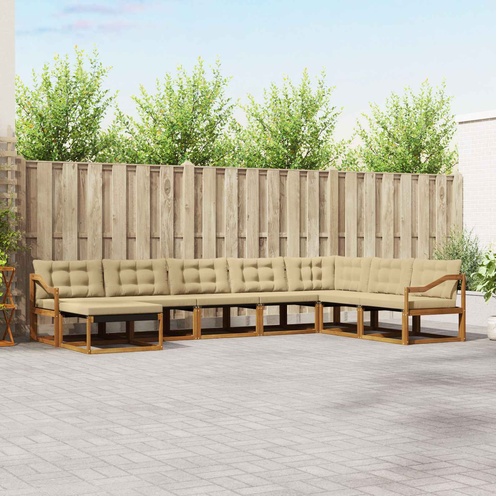 vidaXL Outdoor-Sofagarnitur mit Kissen 8 pcs Natur und Beige