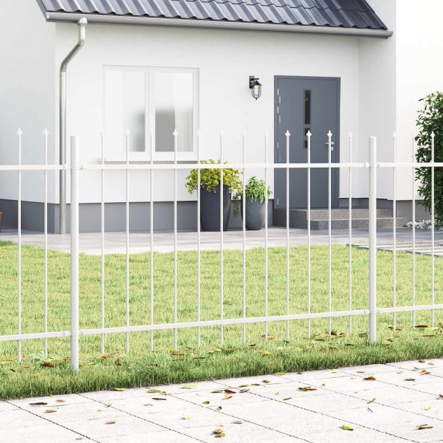 vidaXL Gartenzaun 5 pcs Weiß 8,5 x 0,8 m Pulverbeschichteter Stahl