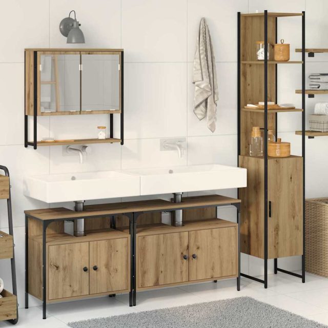 vidaXL Badezimmermöbel-Set 4 Stk. Artisan-Eiche 33 x 33 x 185,5 cm