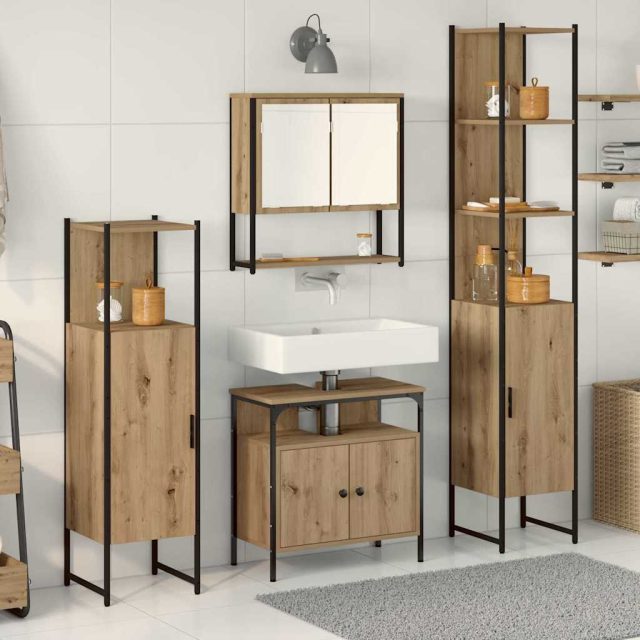 vidaXL Badezimmermöbel-Set 4 Stk. Artisan-Eiche 33 x 33 x 185,5 cm