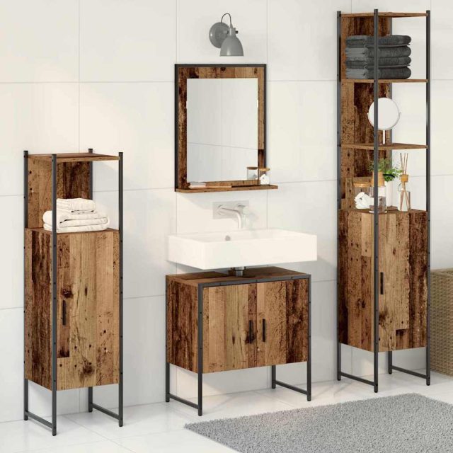 vidaXL Badezimmermöbel Set mit Speicher 4 pcs Braun 33 x 33 x 185.5 cm
