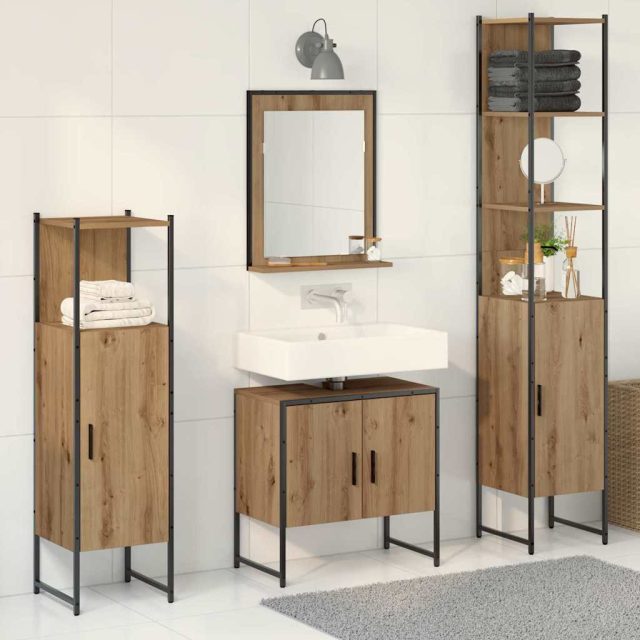 vidaXL Badezimmermöbel-Set 4 Stk. Braun 33 x 33 x 185,5 cm