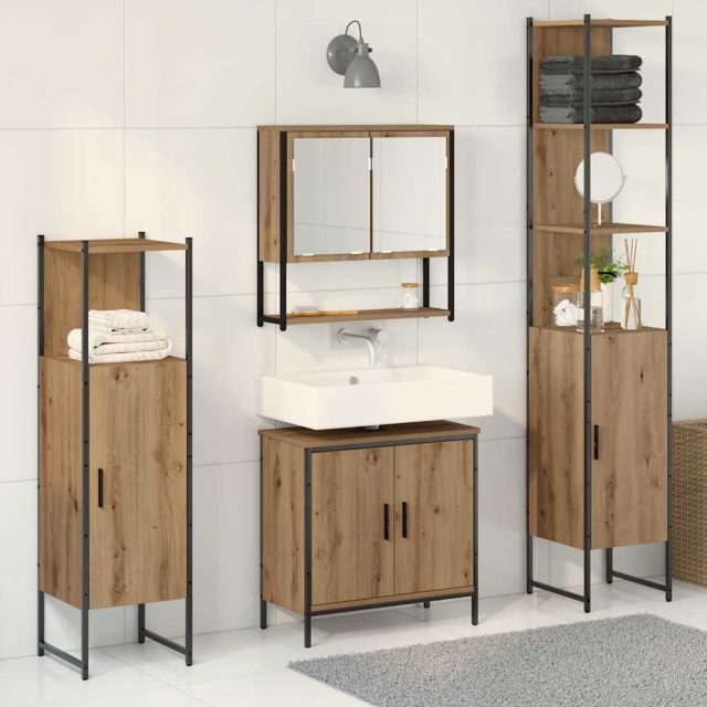 vidaXL Badezimmermöbel-Set 4 Stk. Braun 33 x 33 x 185,5 cm