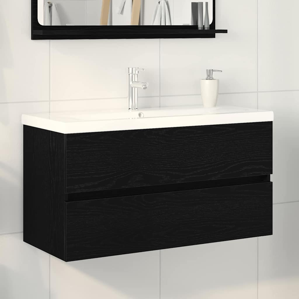 vidaXL Waschbeckenschrank Schwarz Eichen-Optik 90 x 39 x 62 cm