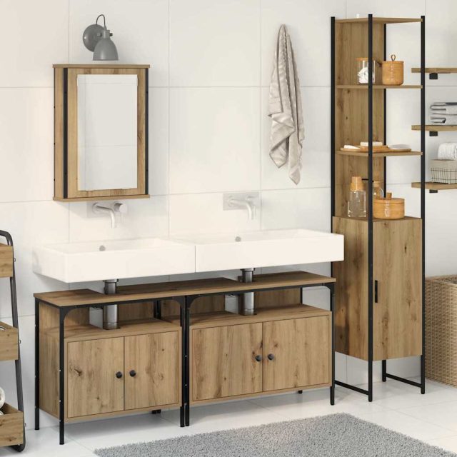 vidaXL Badezimmermöbel-Set 4 Stk. Artisan-Eiche 33 x 33 x 185,5 cm