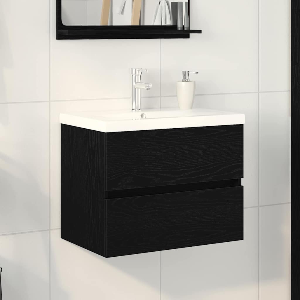vidaXL Waschbeckenschrank Schwarz Eichen-Optik 60 x 39 x 62 cm