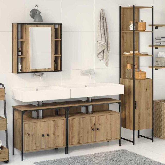 vidaXL Badezimmermöbel-Set 4 Stk. Artisan-Eiche 33 x 33 x 185,5 cm