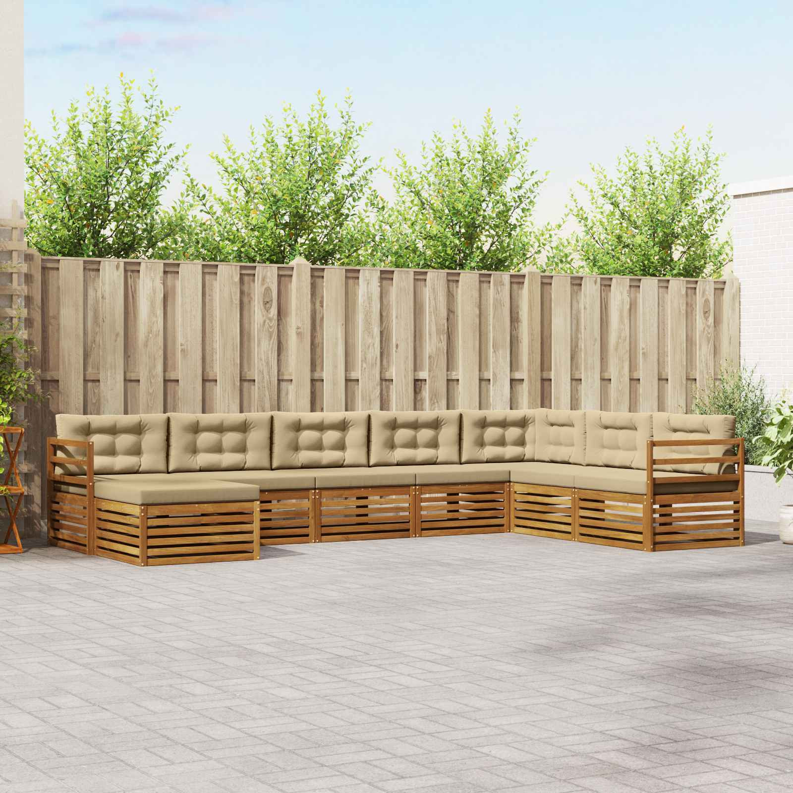 vidaXL Outdoor-Sofagarnitur mit Kissen 8 pcs Natur und Beige