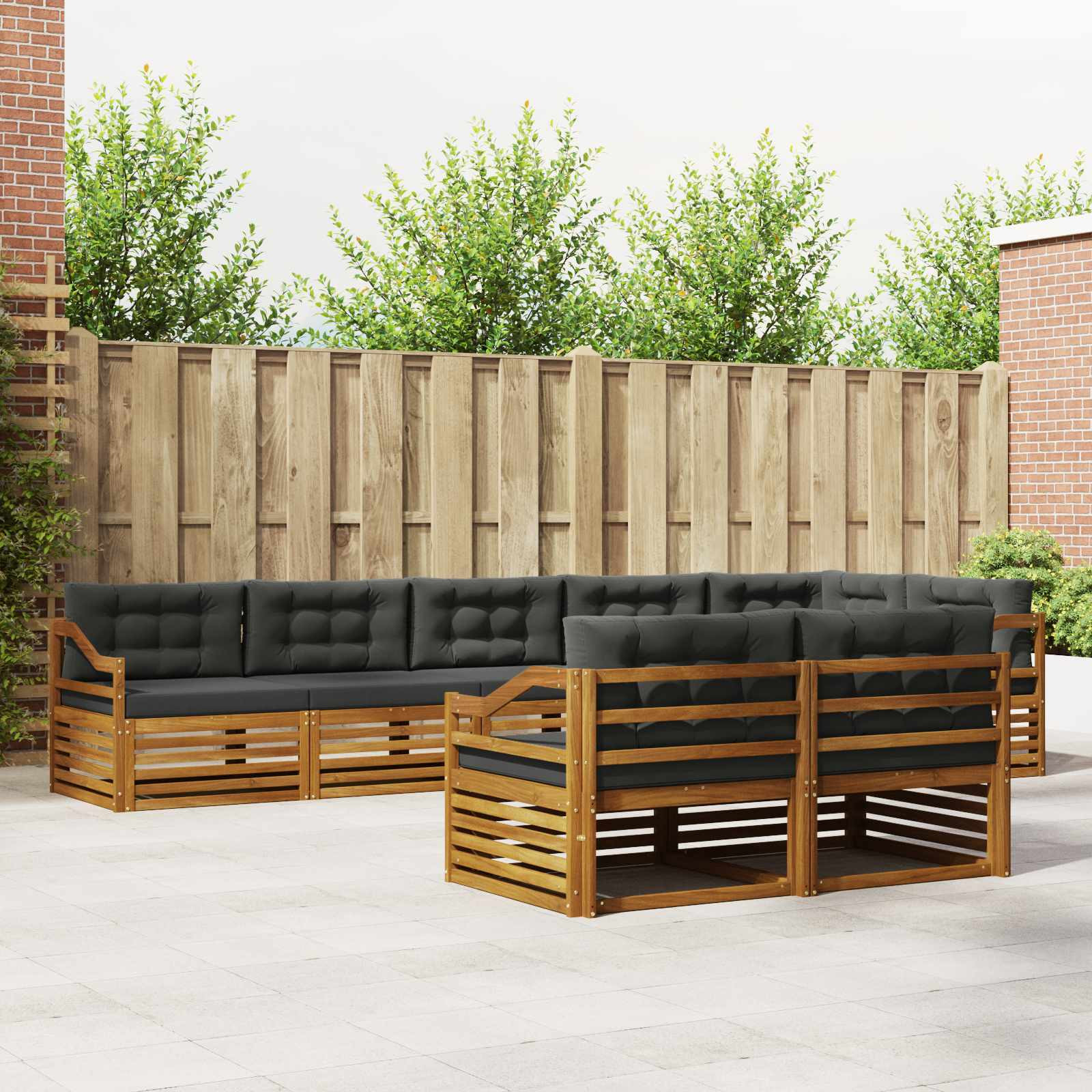 vidaXL Outdoor-Sofagarnitur mit Kissen 8 pcs Natur und Anthrazit
