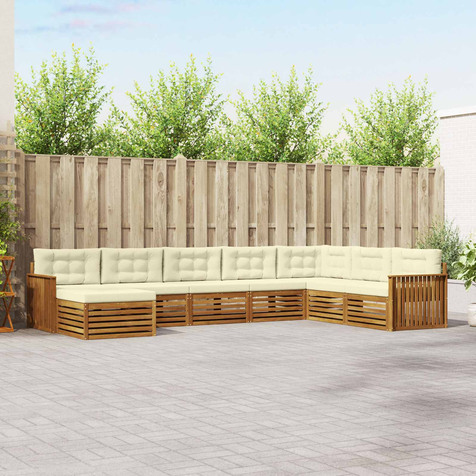 vidaXL Outdoor-Sofagarnitur mit Kissen 8 pcs Natur und Creme