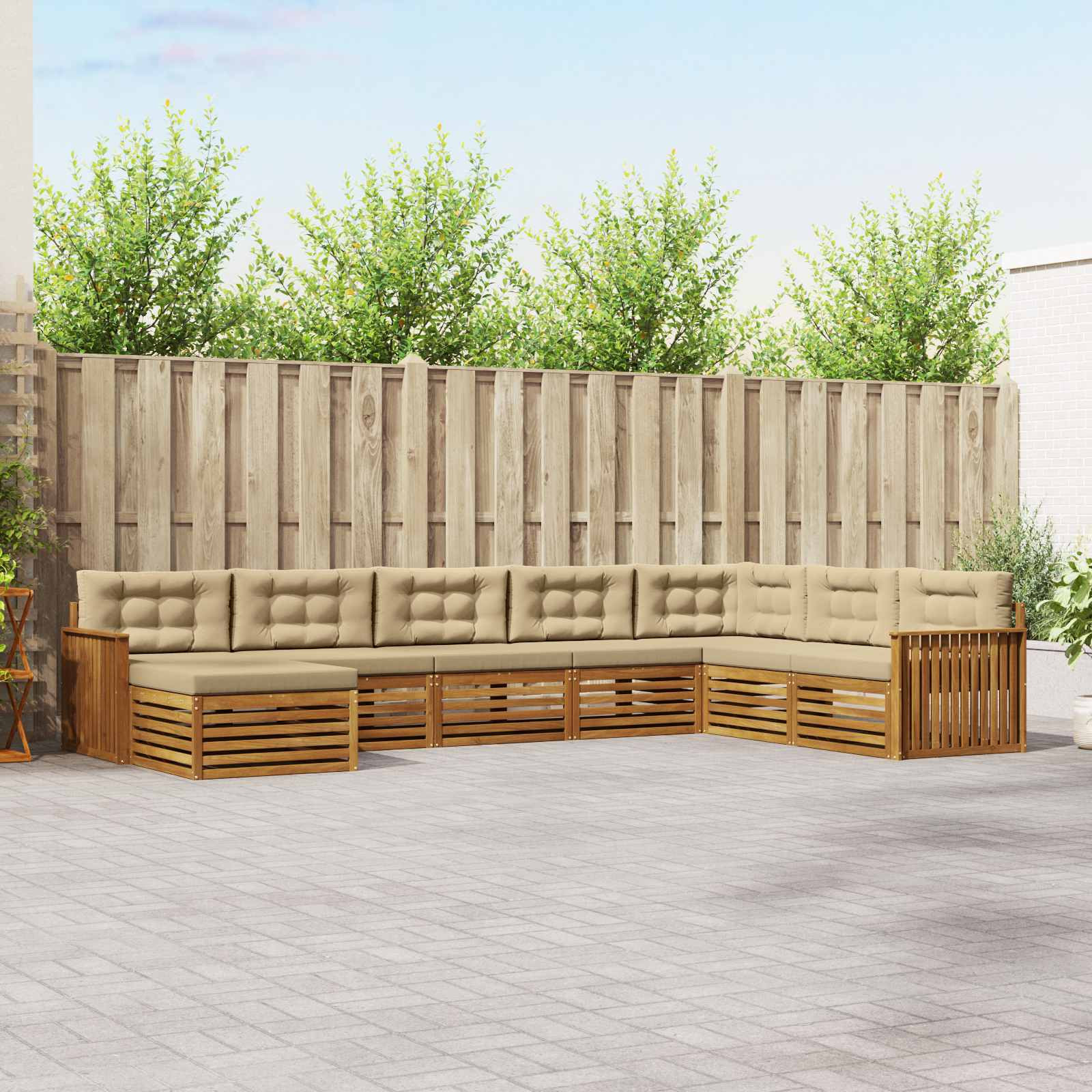 vidaXL Outdoor-Sofagarnitur mit Kissen 8 pcs Natur und Beige
