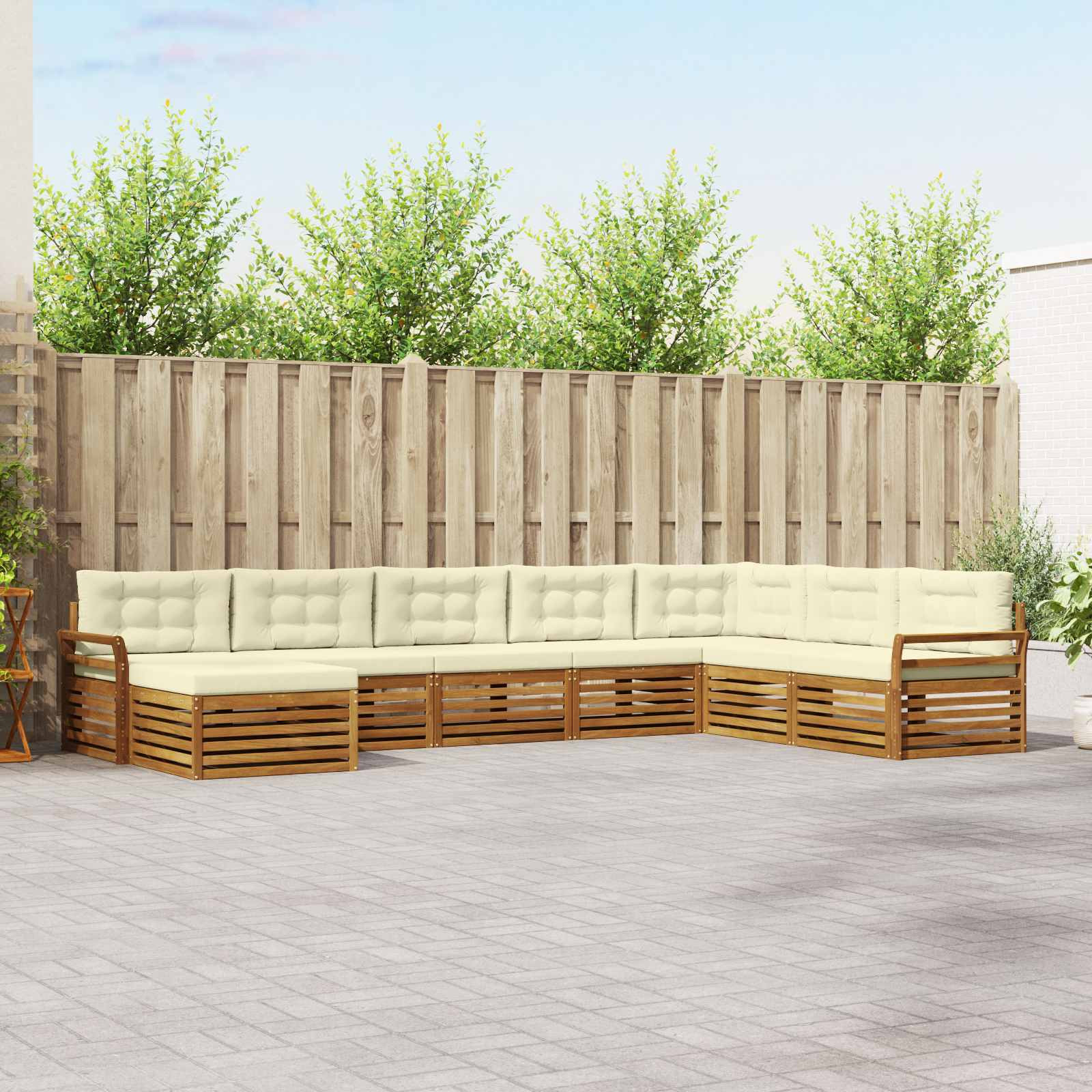 vidaXL Outdoor-Sofagarnitur mit Kissen 8 pcs Natur und Creme