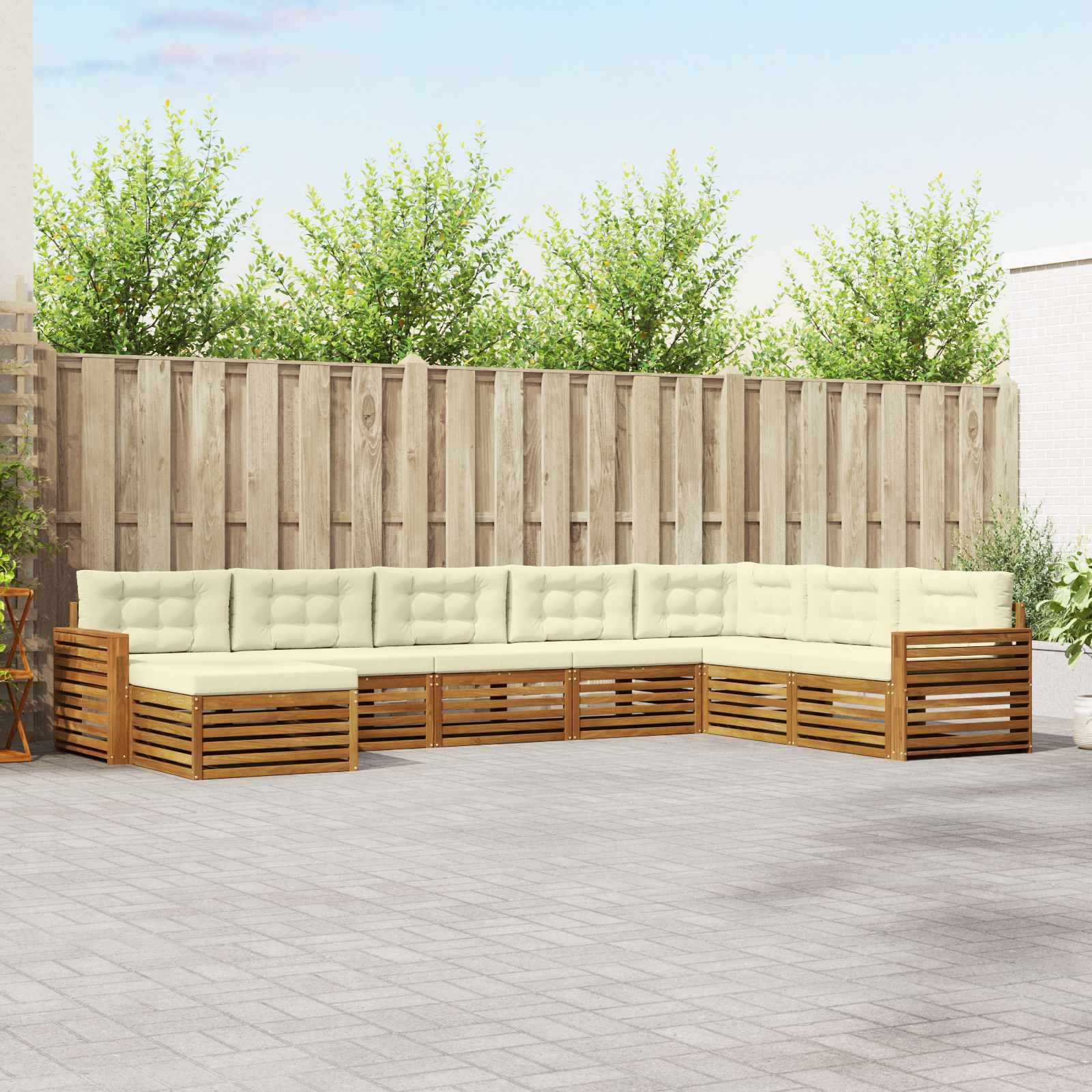vidaXL Outdoor-Sofagarnitur mit Kissen 8 pcs Natur und Creme