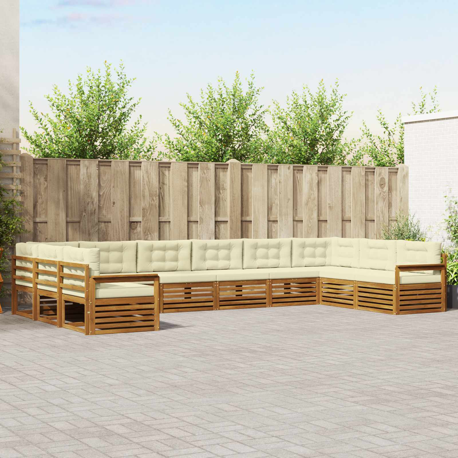 vidaXL Sofagarnituren 8 Stk. Natur und Creme Massivholz Akazie