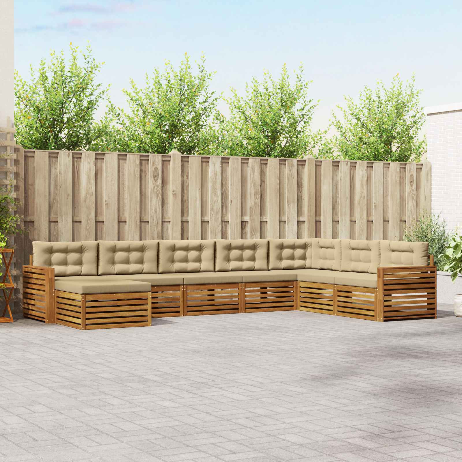 vidaXL Outdoor-Sofagarnitur mit Kissen 8 pcs Natur und Beige