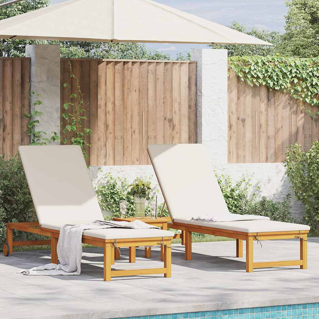 vidaXL Sonnenliege 2 pcs Braun 202 x 53 x 89 cm Massivholz Akazie