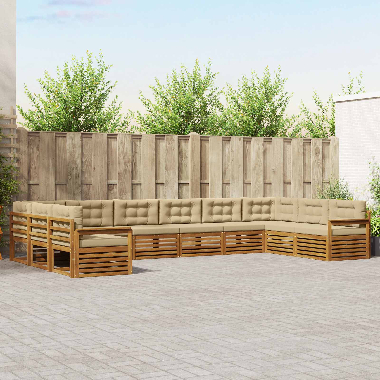 vidaXL Sofagarnituren 4 Stk. Natur und Beige Massivholz Akazie