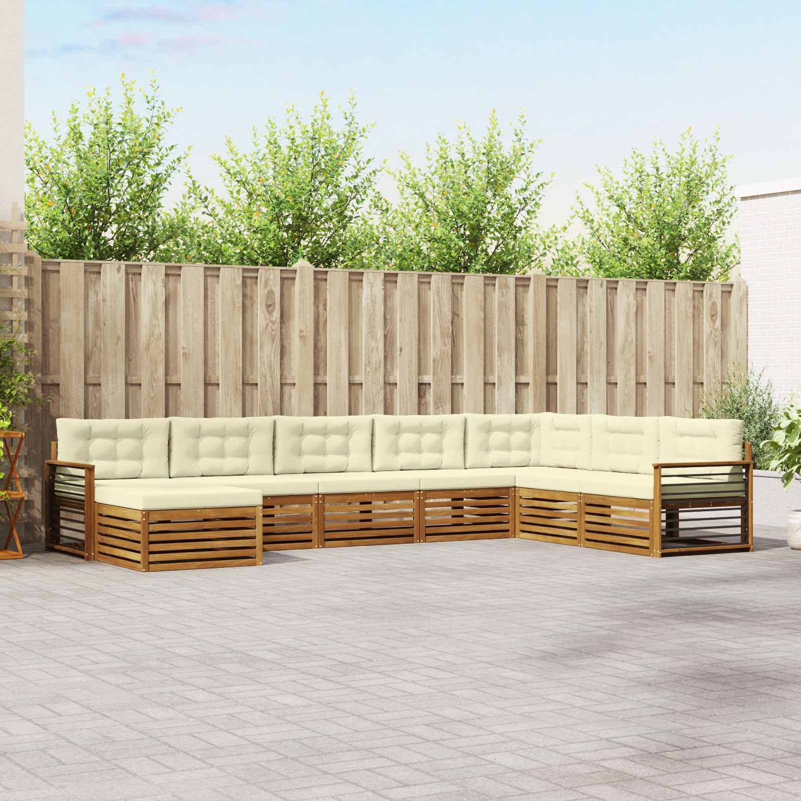 vidaXL Outdoor-Sofagarnitur mit Kissen 8 pcs Natur und Creme