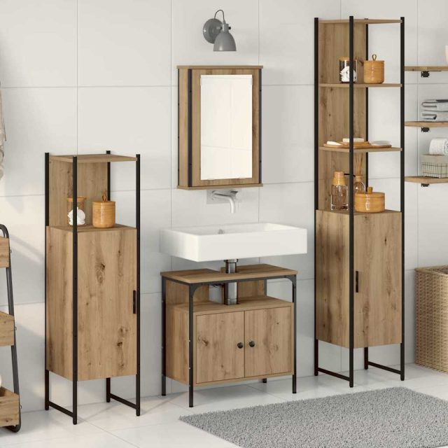 vidaXL Badezimmermöbel-Set 4 Stk. Artisan-Eiche 33 x 33 x 185,5 cm