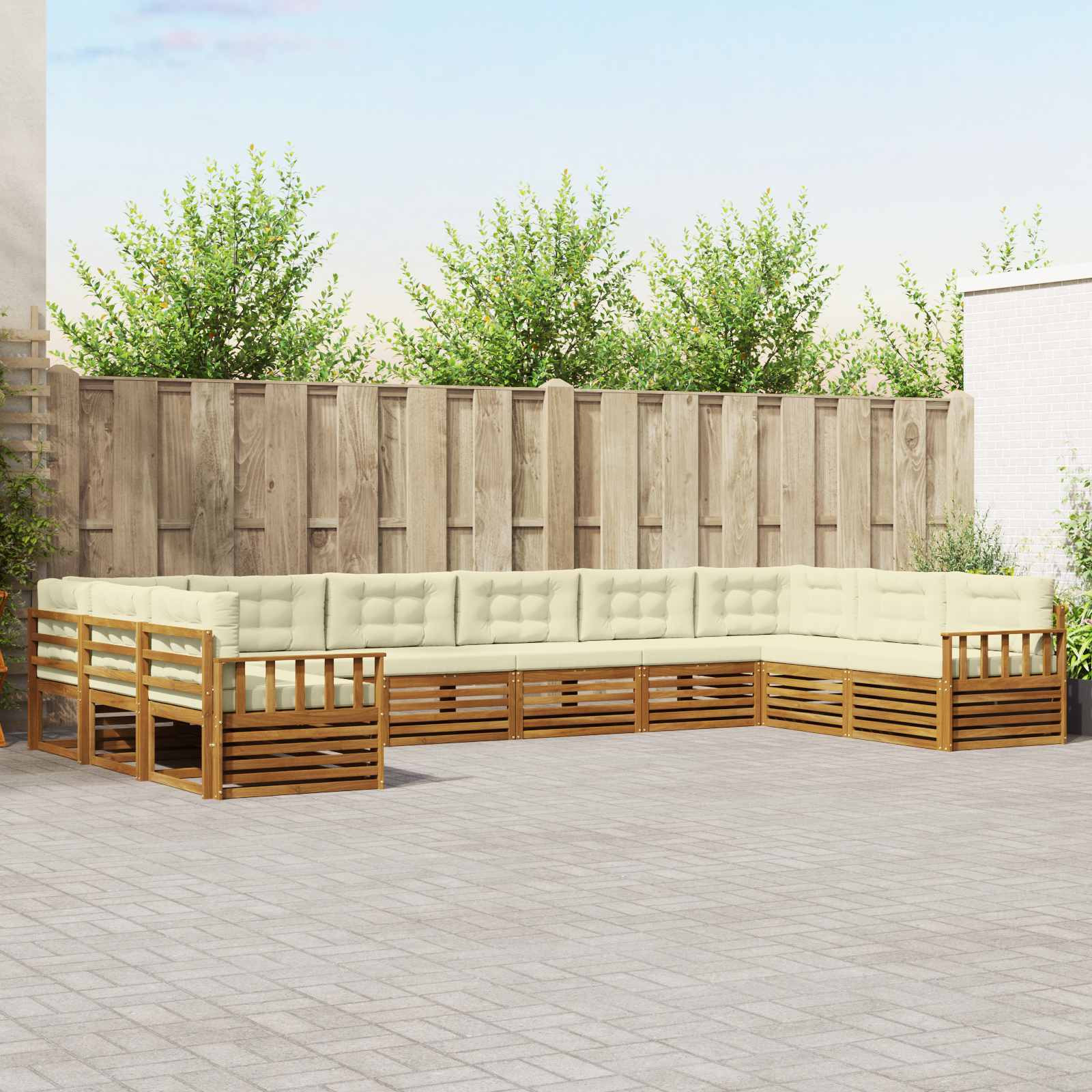vidaXL Sofagarnituren 6 Stk. Natur und Creme Massivholz Akazie