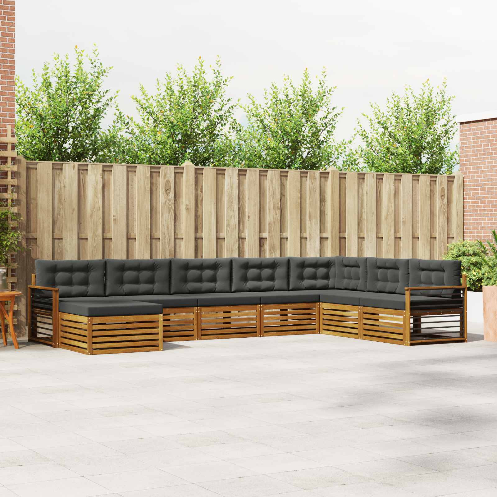 vidaXL Outdoor-Sofagarnitur mit Kissen 8 pcs Natur und Anthrazit