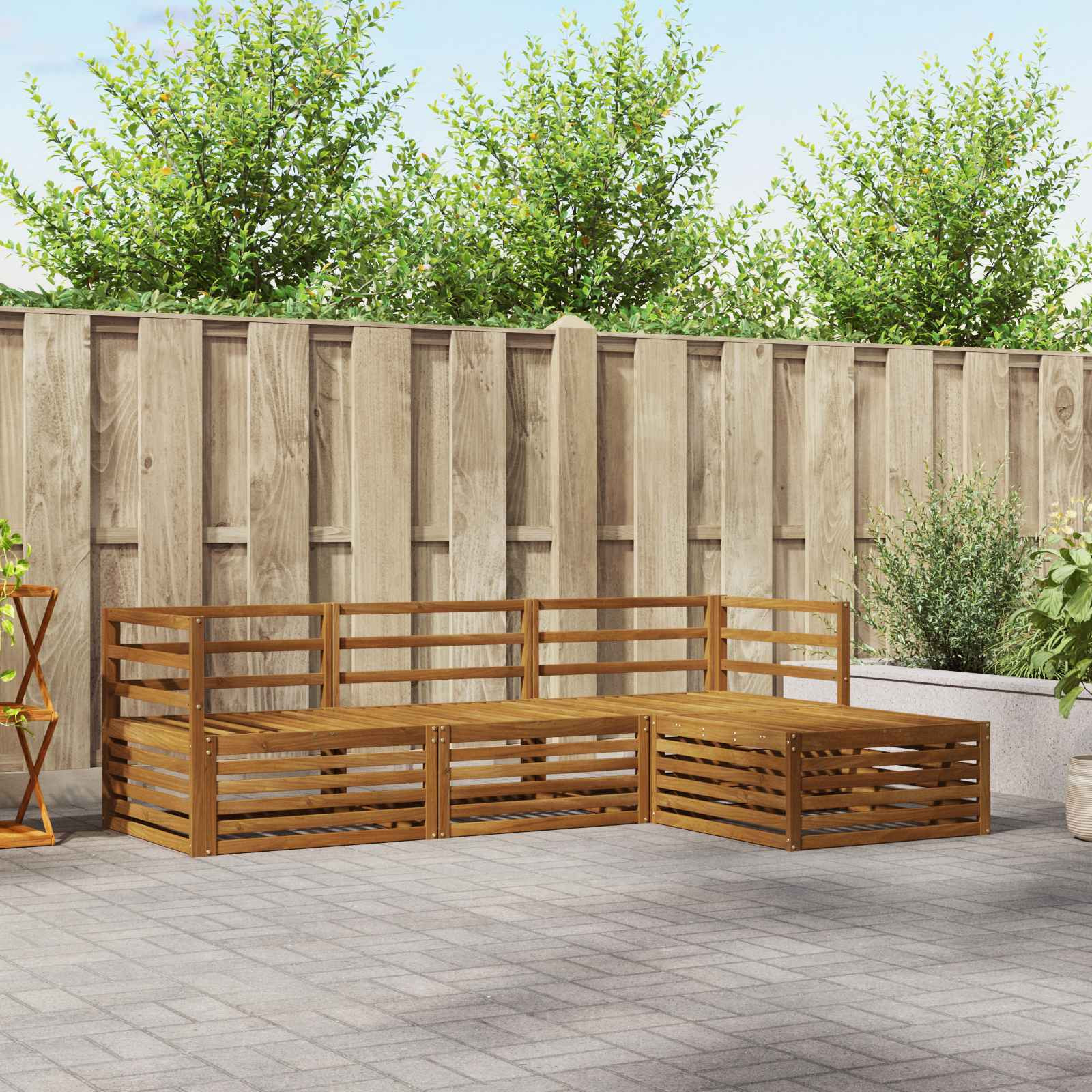 vidaXL Outdoor-Sofagarnitur Natur 245,5 x 162,5 x 73 cm