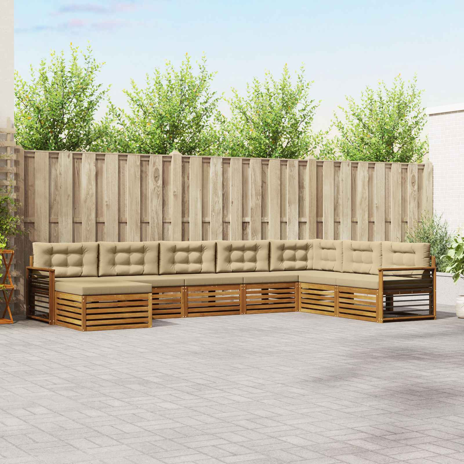 vidaXL Outdoor-Sofagarnitur mit Kissen 8 pcs Natur und Beige