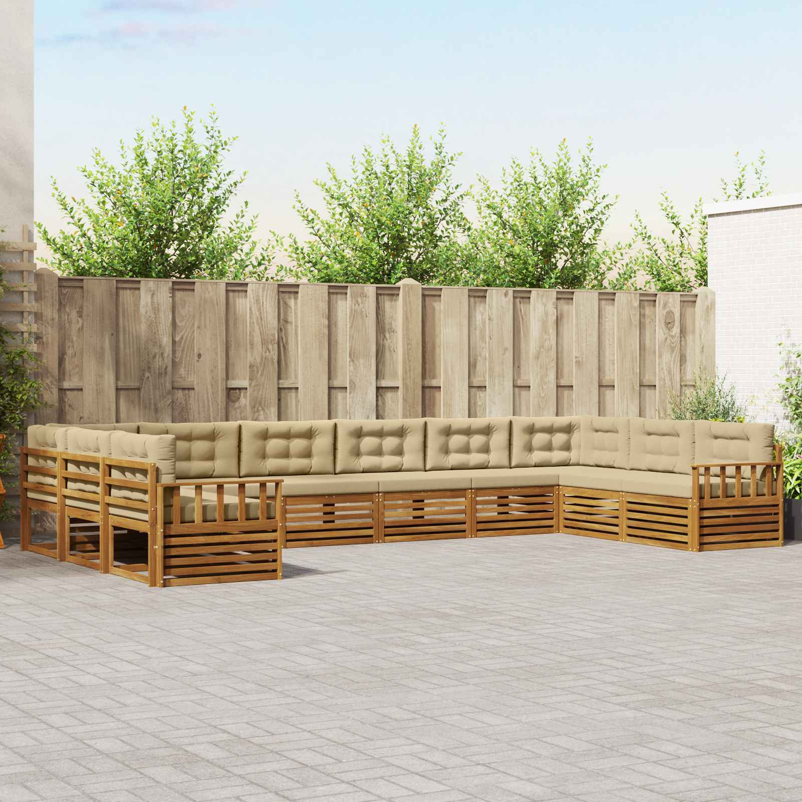 vidaXL Sofagarnituren 5 Stk. Natur und Beige Massivholz Akazie