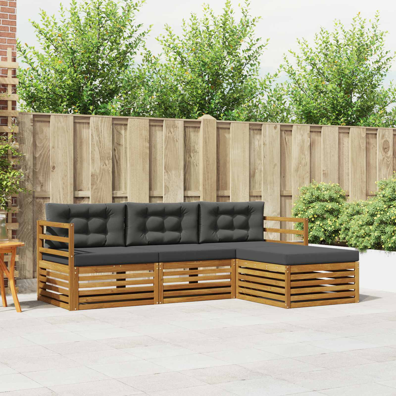 vidaXL Outdoor-Sofagarnitur Natur und Anthrazit 245,5 x 162,5 x 73 cm